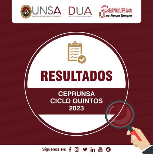 CEPRUNSA Resultados Ciclo Quintos 2023 (Domingo 5 Noviembre 2023) Lista